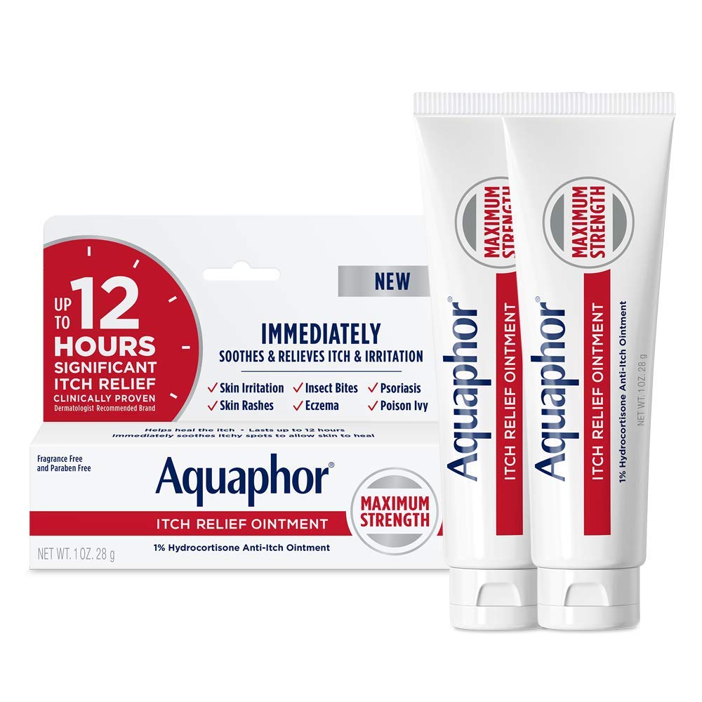 Αλοιφή Aquaphor Itch Relief Aintment, 1% Hydrocortisone Anti Itch Skin Aintment, 1 Oz Tube, 2 Pack