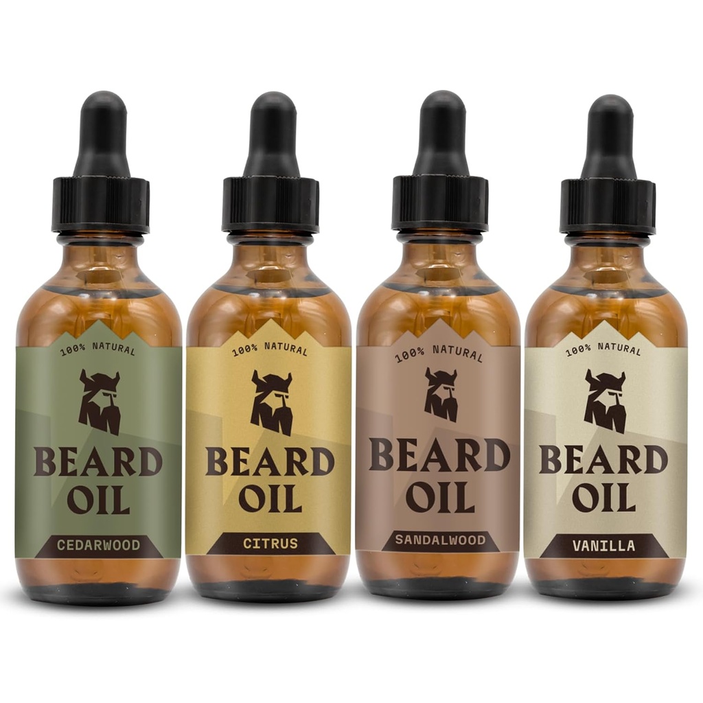 4, Vanilla, Sandalwood, Cedarwood & Citrus - Beard growth Oil - Cedarwood Vanilla Scents for Men