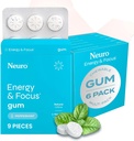 NeuroGum Energy & Focus Gum (54 Count-6 Pack, Peppermint) | 40mg Natural Caffeine + L-Theanine + Vitamin B12 & B6 + Xylitol | Sugar Free Nootropic Cognitive Brain Performance Supplement