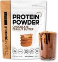 Temiz Basit Yemekler Whey Protein Tozu, Chocolate Peanut Butter Flavor Doğal olarak Tatlıladı, 100% Grass Fed Protein Tozu Digestive Enzymes & No Yapay Malzemeler, Gluten Free, 30 Servisler