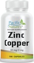 Çinko Copper Supplement (100 Capsules) 50 mg of çinko Gluconate, Immune Support için 2 mg of Copper Sulphate - Gluten Free, Non-GMOMO