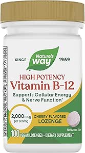 Doğanın Yol Vitamini B-12 Lozenges, Lozenge başına 2.000 mcg B12, Destek Hücreleri Enerji & Nerve Function*, No Gluten, Vegan, Cherry Flavored, 100 Count (Pazarlama)