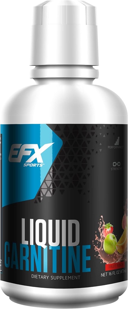 EFX Sports L-Carnitine Liquid 1500mg, Improve Performance and Strength, Vitamin B5 (31 Servings, Fruit Punch)