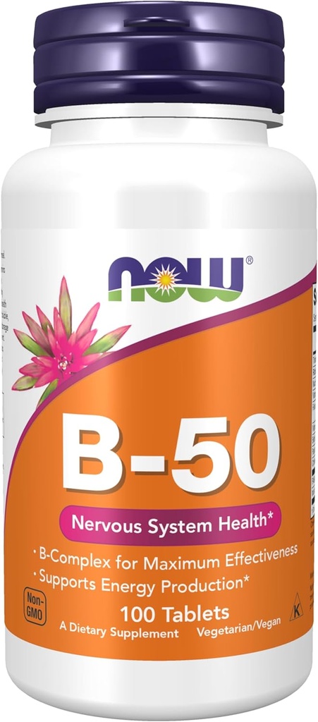 Şimdi Gıdalar Tamamlar, B-50 mg, Enerji Üretimi *, Nervous System Health*, 100 Tablet