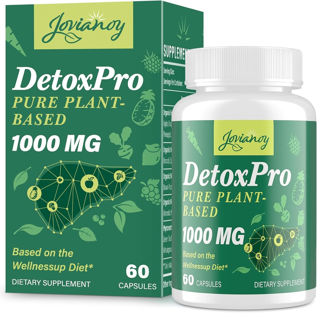 1000 MG Gentle Detox Cleanse, High-Potent, Gut Cleanse & Detox Capsules for Women & Men, Natural Detoxification, Colon, Liver, Antioksi & Digestive Support, 60 Capsules