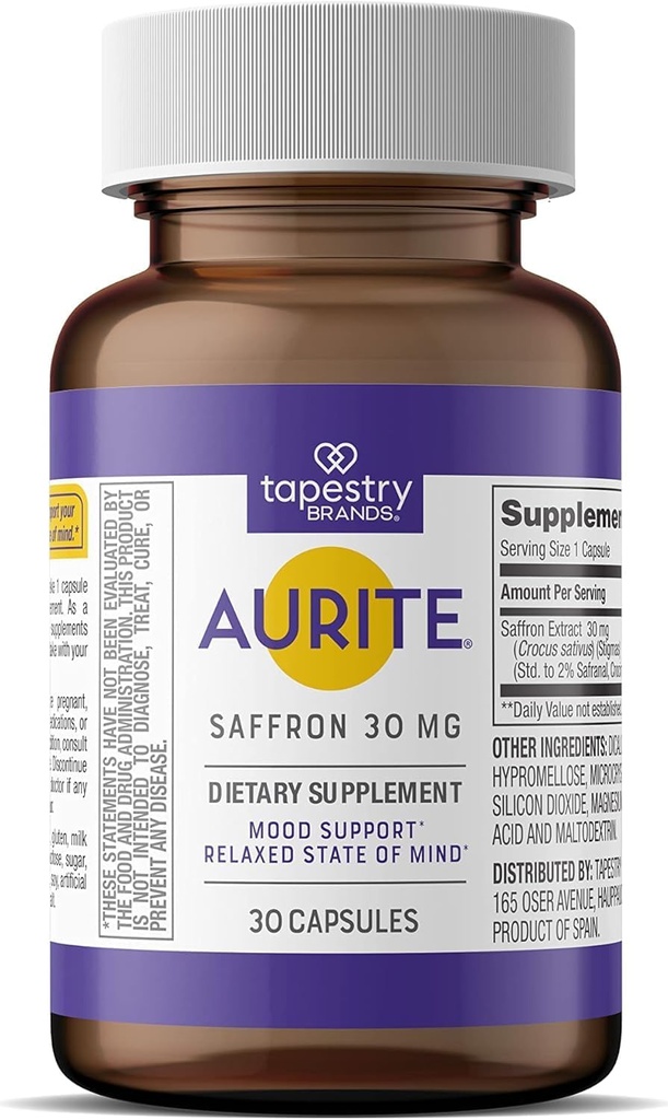 Saffron Supplement | Stres Yönetimi, Herbal Mood Support, Long-Term Memory, for Women & Men. 30 Kont, Saffron 30 mg, Vegetarian Friendly, Non-GMO, Gluten-Free, Soy-Free (1 Ay)