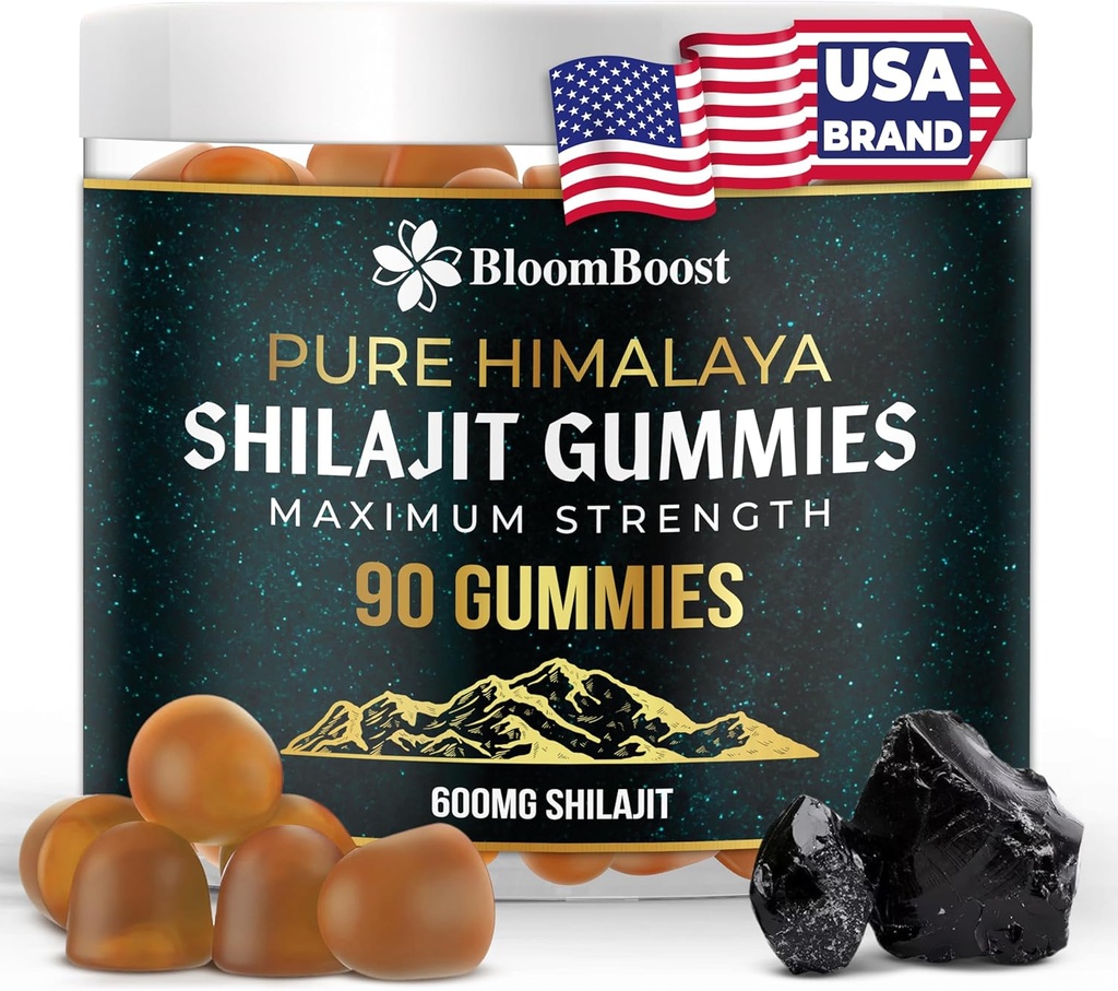 Shilajit Gummies - Sugar-Free Himalaya Organik Supplement | 600 mg Shilajit, Energy & Wellness için 90 Gummies