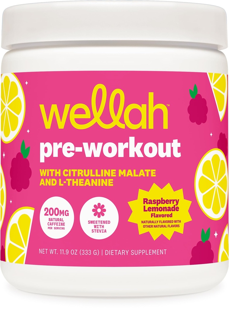 Wellah Get-Going Pre-Wortout μείγμα ποτών (Raspberry Λεμονάδα Γεύση, 30 εξυπηρετούν)