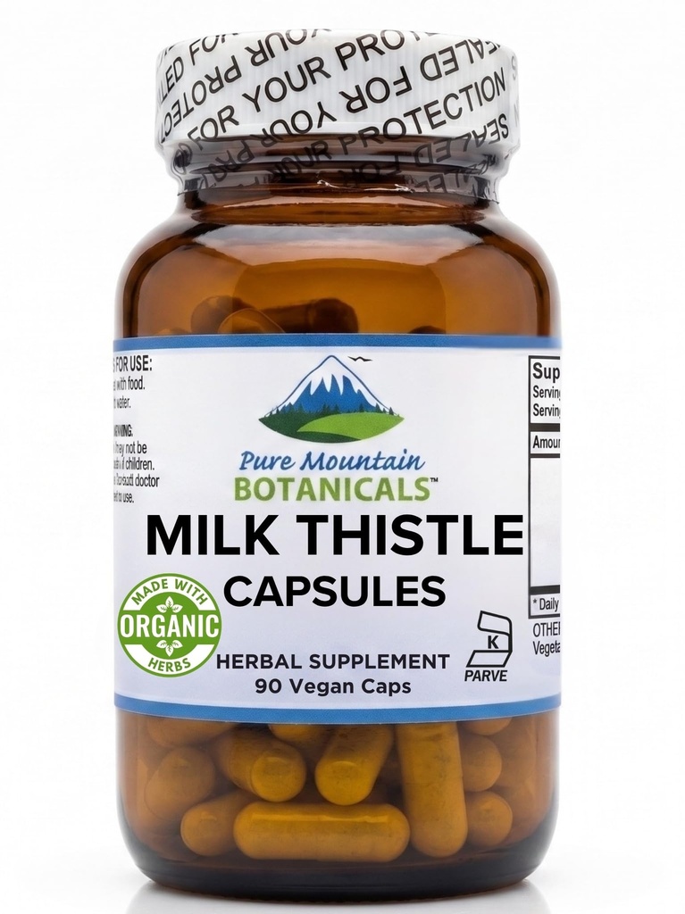 Saf Dağ Botanikleri Süt Butle Capsules - 90 Kosher Vegan Organik Süt Butles ve Potent Silymarin Türlü