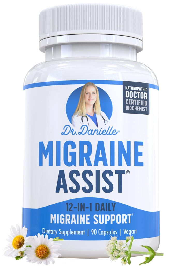 En İyi Migraine Relief Product with Magnezyum - Migraine Assist Supplement with Quercetin, Feverfew, Butterbur, CoQ10 from Dr. Danielle, 90 Capsules