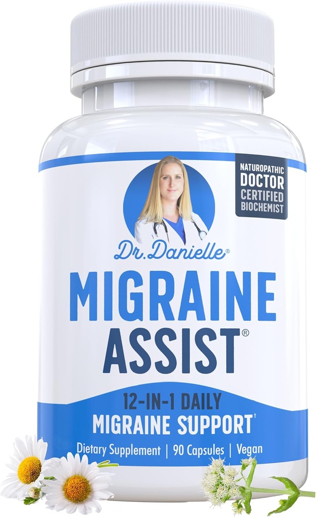 En İyi Migraine Relief Product with Magnezyum - Migraine Assist Supplement with Quercetin, Feverfew, Butterbur, CoQ10 from Dr. Danielle, 90 Capsules