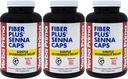 Yerba Prima Fiber Plus Senna Κάψουλες, 180 Count (Pack of 3) - 118 Services of Gentle Overnight Relief, USA Made, Non-GMO, for Short-Term Use to Return Regularity
