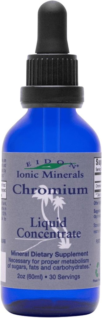 Eidon Ionic Minerals Sıvı Kromium Yoğunluğu - Ionic Chromium Supplement Drops, Supports Stable Energy Levels, All- Natural, No Sugar added, No Preservatives or Words