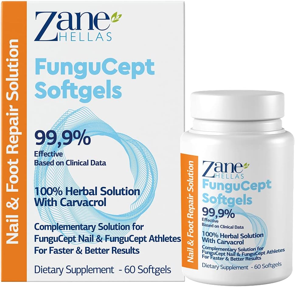 Zane Hellas FunguCept Softgels for Faster and Better Results. FunguCe Nailpt & Athlete's için destekleyici Ürün. 60 Softgels.