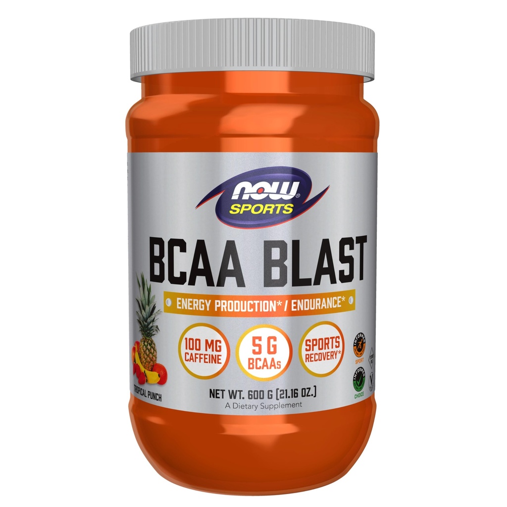 Şimdi Gıdalar Spor Beslenme, BCAA Blast Toz, 5 g BCAA, 100 mg Caffeine, Tropikal Punch, 600-Grams