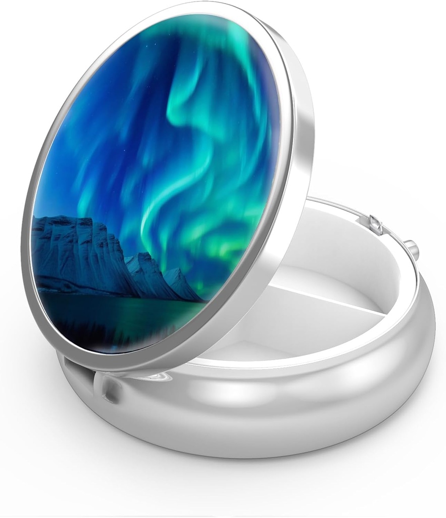 Pill Box 3 Karşılaştırma Küçük Pill Vakası, Pocket veya Purse Pill Organize Pill Konteynerleri Vitaminler, İlaçlar, Fish Oil ve Supplements (Kuzey Işık)