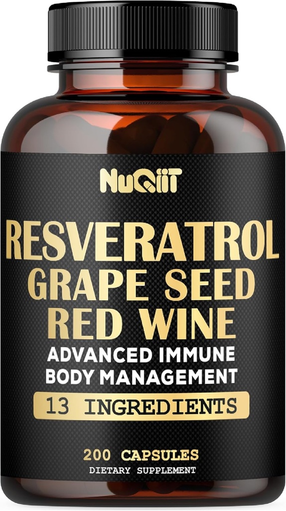 Red Wine Extract ile Trans Resveratrol Tamam, Immune & Body Management Complex - Echinacea, Bulb Bulb, Berberine HCI, Milk Thistle & More - 100 Hizmet için 200 Capsules