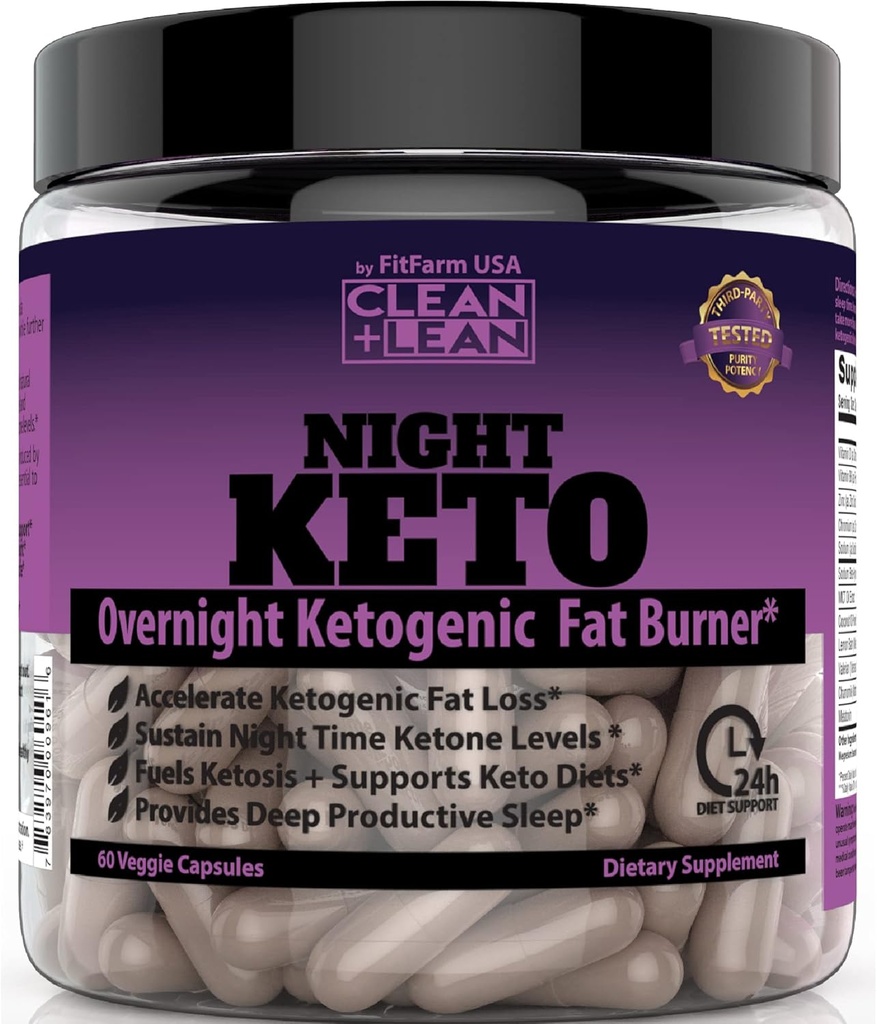 Καθαρό + Lean Night Keto: Πρώτη Διανυκτέρευση Ketogenic Fat Burner & Sleep Aid 