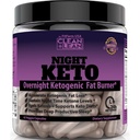 Temiz+Lean Night Keto: First Ever Overnight Ketgen Fat Burner & Sleep Aid | BHB Ketones + MCT Oil Extract + Vitamins & Minerals | 24 HR Diyet Büyük Lose Kilo | All Natural & GF | 60 Caps