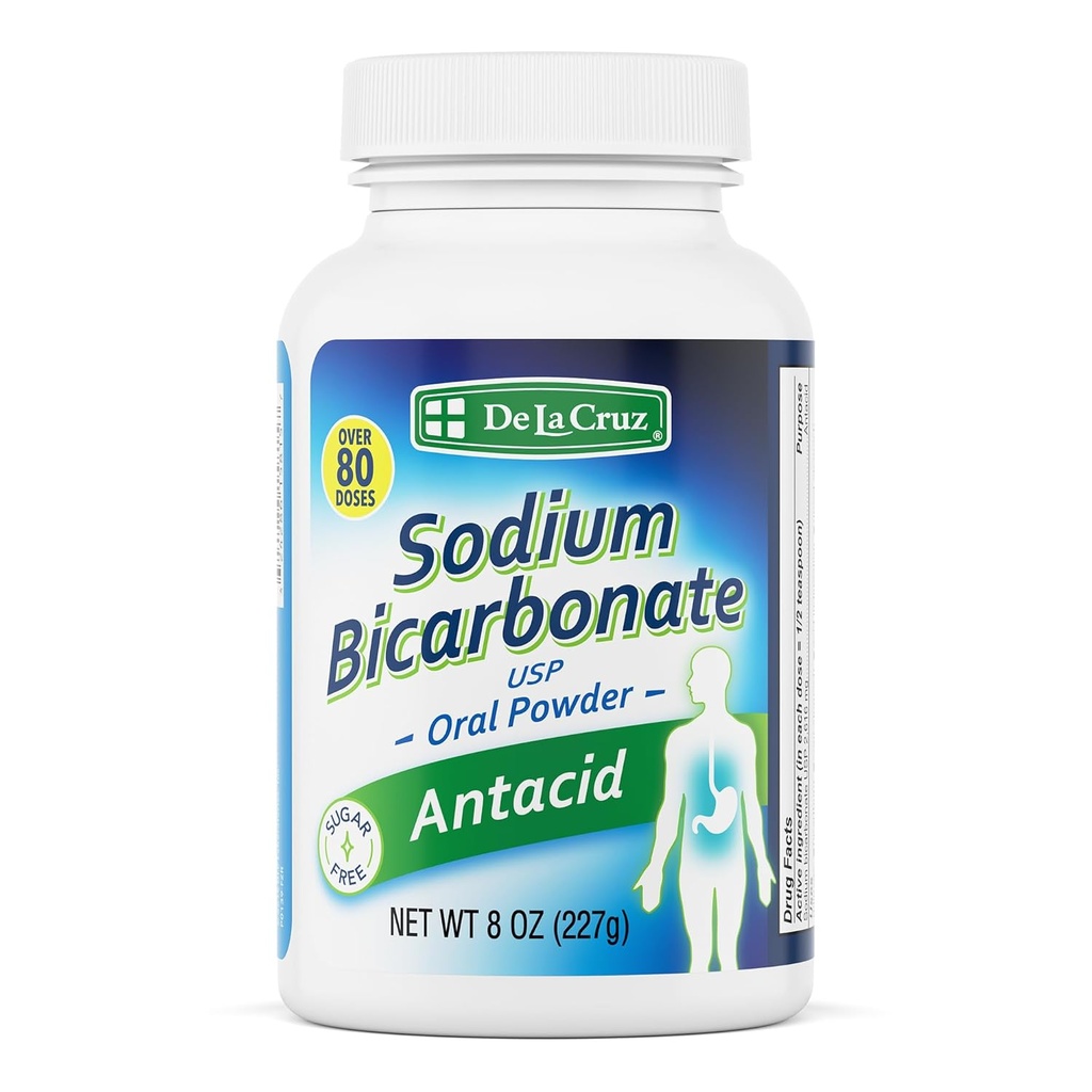 De La Cruz Pure sodyum Bikarbonat Toz – Baking Soda & Baking Toz Atacid for Heartburn & Indigestion – ABD'de Packed - 8 OZ.