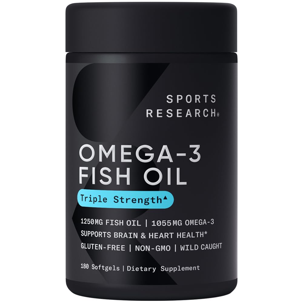 Sports Research Omega-3 Fish Oil, Triple Strength, 180 Softgels