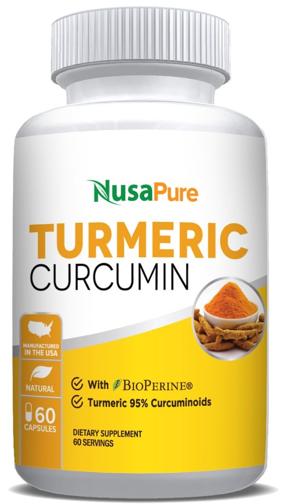 NusaPure Turmeric Curcumin 600 mg 60 Capsules Turmeric% 95 Curcuminoids Diyetary Supplement