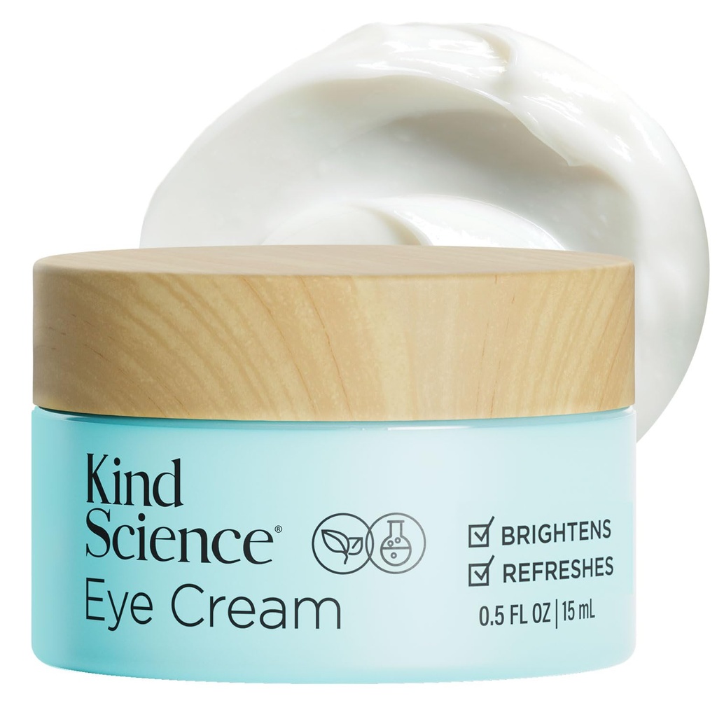 Kind Science by Ellen DeGeneres Eye Cream - Under Eye Cream for Wrinkles Notically Smooths & Moisturizes - Αντιγήρανση με Υαλουρονικό Οξύ, Βιταμίνη C - Fragrance Free, Paraben Free, 0.5 fl oz