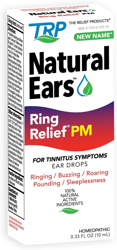 The Relief Products Ring Relief Ear Drops PM - 100% Doğal Active Ingedients - Ringing Ears and Tinnitus Belirtileri - Nighttime Formula - 0.33 fl oz