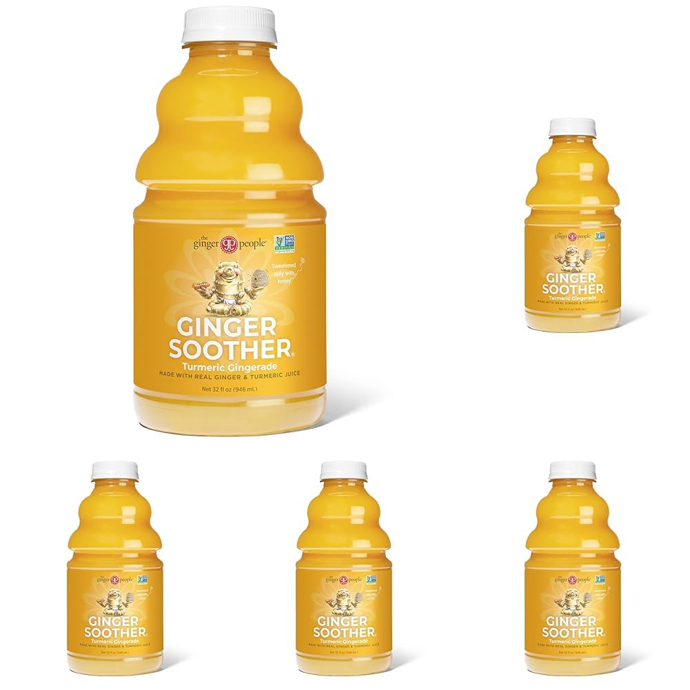 Turmeric Gingerade, Ginger Soother by The Ginger People – Χωρίς φάρμακα Digestive Health, Turmeric Flavor, Premium Quality Turmeric Juice, Single - 32 Oz (Pack of 5)