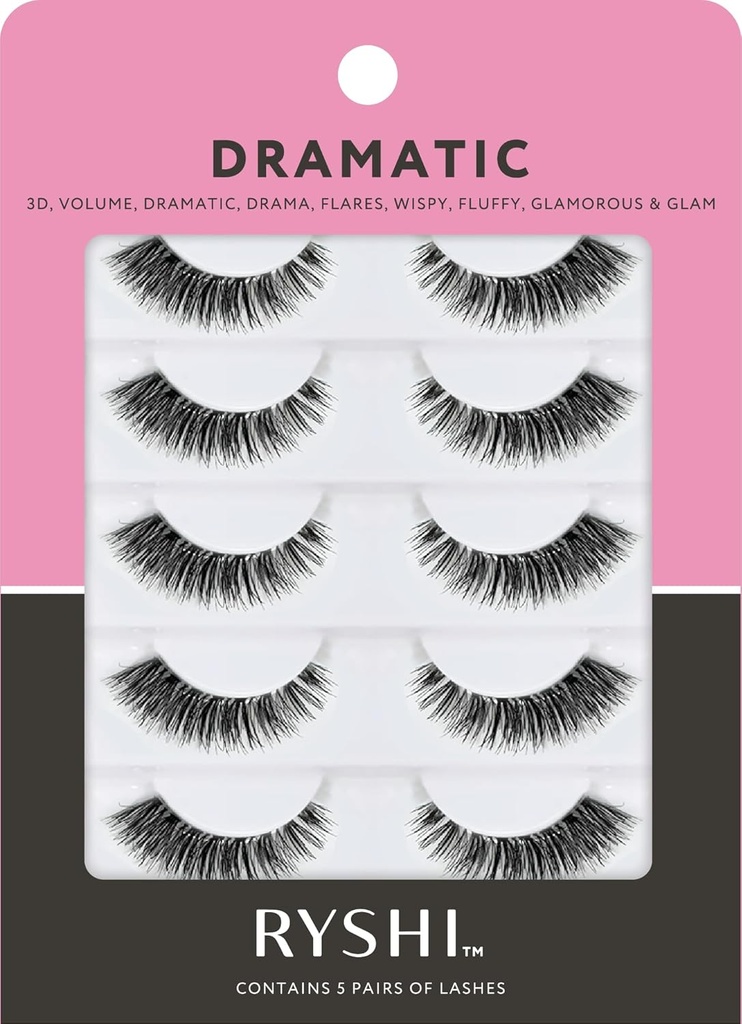 Ryshi, 5 Pairs ile Gözatları, Dramatik Kendi kendine özgü ve Reusable Lash Set, Ekstra Cilt Için Doğal Güzellik Geliştiriyor