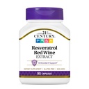 21st Century Resveratrol Red Wine Extract Capsules (90 Count), Resveratrol Supplement with Grapeseed Extract, Polyphenols, & Vitamin C for Antioxidant Support, Gluten-Free & Non-GMO, No Added Sugar
