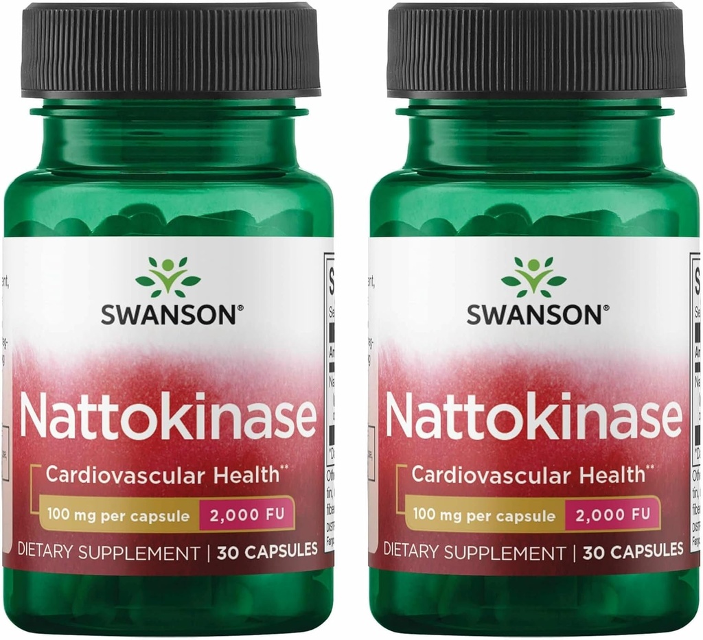 Swanson Nattokinase 2000 Fibrinolytic Unit 100 Milligram 30 Capsules Enzyme (2 Pack)