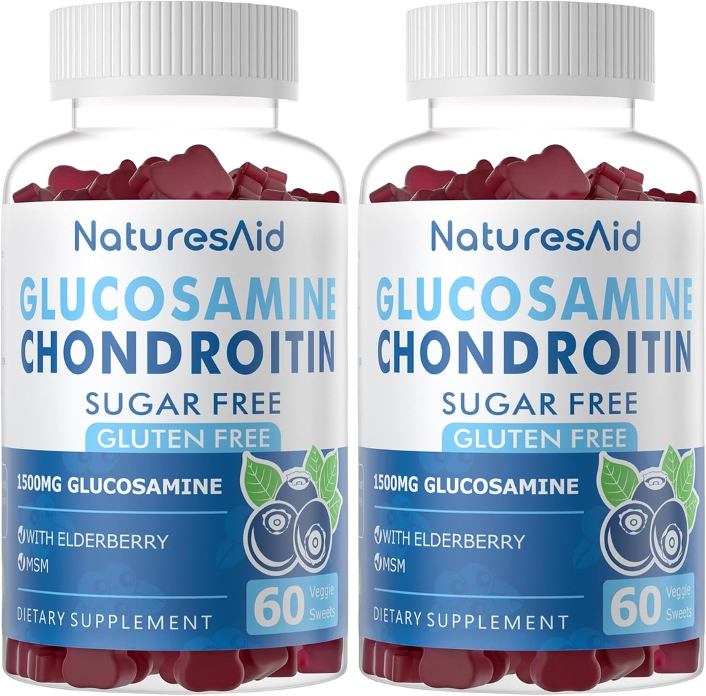 Γλυκοζαμίνη Chondroitin Gummies με MSM & Elderberry Extra Strength - Κοινή Υποστήριξη, Αντιοξειδωτικό ανοσοποιητικό συμπλήρωμα υποστήριξης για ενήλικες, άνδρες και γυναίκες.(2 Pack)