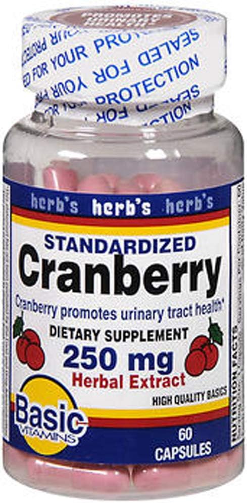 Temel Vitaminler Cranberry 250 mg Herbal Extract Capsules - 60 ct, 2 Paket