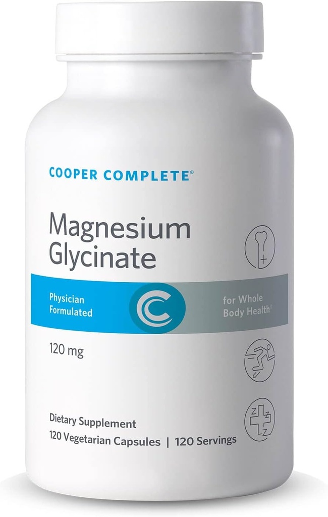 Cooper Complete-Magnesium Glycinate Supplement - 120 mg Elemental Magnesium per Vegetarian Capsule.120 Κάψουλες. Συσκευασία του 1