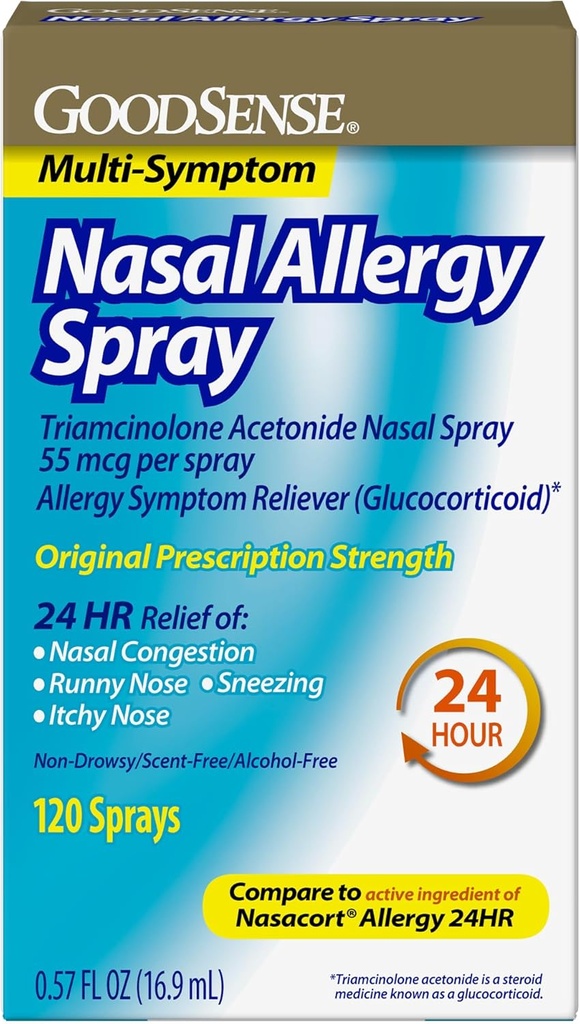 GoodSense Πολυσυμπτώματα Ρινική Αλλεργία Spray, Triamcinolone Acetonide Ρινική Αλλεργία Spray, 55 mcg ανά σπρέι, 0.57 Ουγγιές υγρών