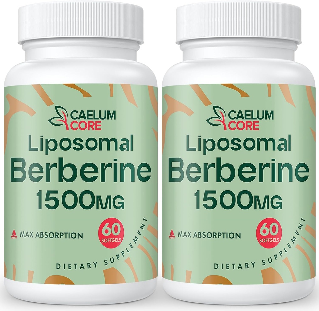 Liposomal Berberine HCL - Μπερβερίνη 1500mg Υψηλή βιοδιαθεσιμότητα, συμπλήρωμα βερβερινών για γυναίκες και άνδρες (2 Συσκευασία)