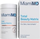 MiamiMD Total Beauty Matrix Collagen Συμπληρώματα για γυναίκες - κάψουλες κολλαγόνου με βιταμίνη C για τα μαλλιά, το δέρμα και τα νύχια - Σκληρό δωρεάν - 60 κάψουλες