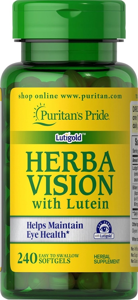 Herbavision υπερηφάνεια του Πουριτάν με Lutein, Zeaxanthin, Bilberry Softgels, 240 κόμης