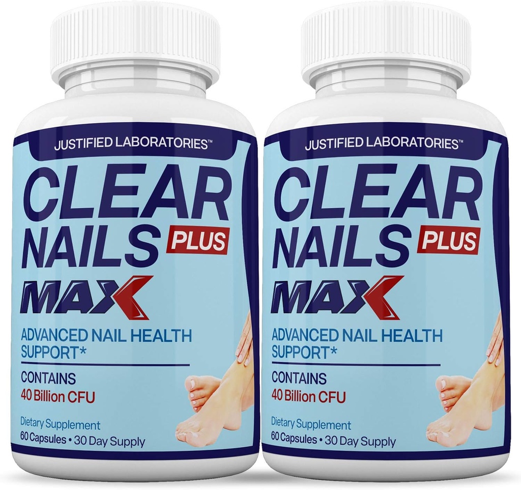Justified Laboratories (2 Pack) Clear Nails Plus Max Pills 40 Δισεκατομμύρια CFU Probiotic 60 Κάψουλες