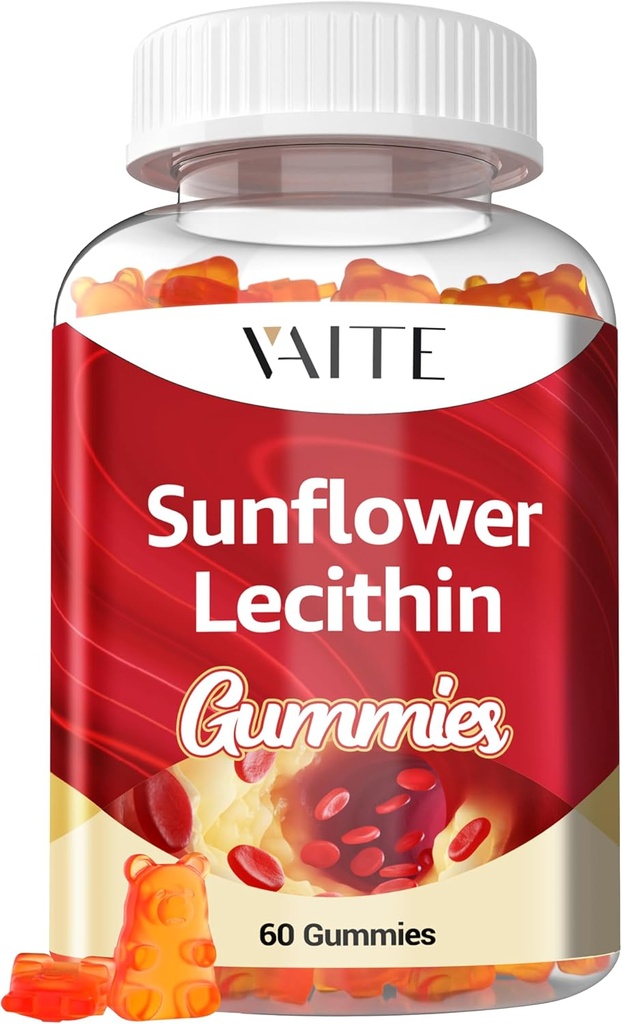Sunflower Lecithin Gummies 800 mg - Vegan, Non-GMO, Soy-Free & Gluten-Free - Supports Daily Nutrition, Easy-to-Digest Chews for Yetişkinler, Lactation Supplement, Natural Wellness Support - 60 Vegan Gummy Gummy