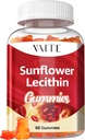 Ηλιόλουστη Λεκιθίνη Gummies 800mg - Vegan, μη-GMO, χωρίς σόγια και γλουτένη-δωρεάν - Υποστηρίζει την καθημερινή διατροφή, εύκολο στη δύση μάσημα για ενήλικες, συμπλήρωμα θηλών, υποστήριξη φυσικής ευεξίας - 60 Vegan Gummy