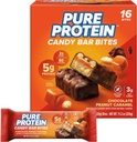 Pure Protein Candy Bar Bites, Chocolate Peanut Caramel, 5g protein, Gluten Free, Low Sugar, 0.70 oz, 16 Pack (Pazar Mayıs Vary)