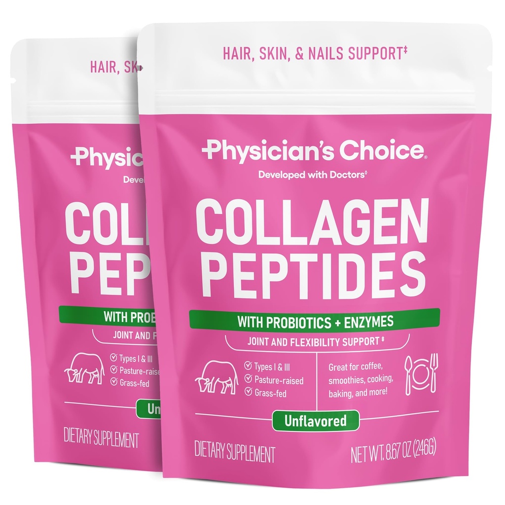 Collagen Hydro Toz - Hydrolyzed Protein (Type I & III) - Digestive Enzymes - Kadınlar ve Erkekler için Keto Collagen Toz - Saç, Skin, Joints & Workout Recovery Aid - Grass Fed, Non-GMO - Two-pack