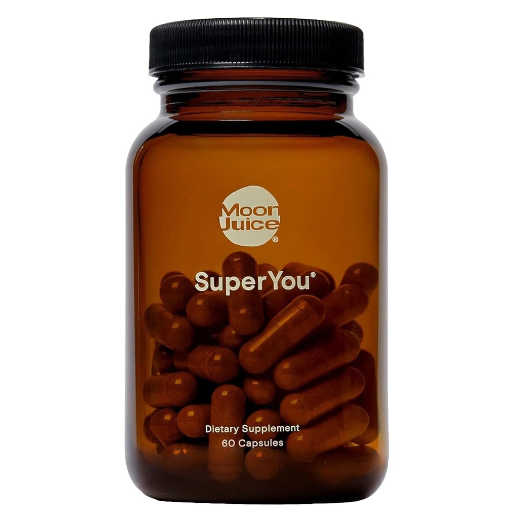 Moon Juice SuperYou Ashwagandha Συμπληρώματα με Rhodiola, Shatavari & Amla - Cortisol Reducer για την ενέργεια, Mood, Focus and Stress Support, Vegan, Non-GMO & 100% ανιχνεύσιμα, 60 κάψουλες, 30 εξυπηρετήσεις