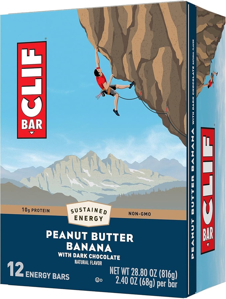 KAMP - Peanut Butter Banana with Dark Chocolate Flavor - Organik Oats - Non-GMO - Plantive - Energy Bars - 2.4 oz. (12 Pack)