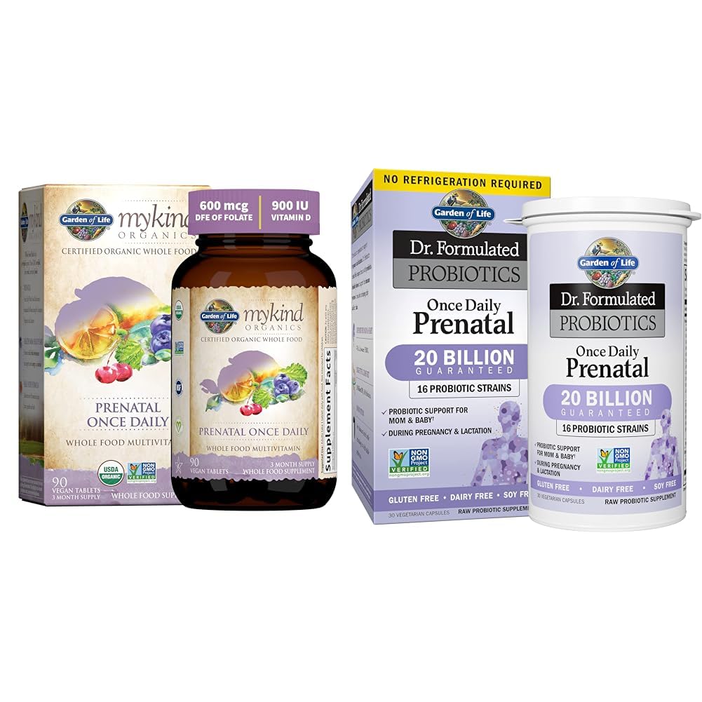 Life Organics Prenatal Vitamini Bahçesi: Enerji ve Sağlıklı Fetal Geliştirme ve - Dr. Formulated Probiyotiks Once Daily Prenatal - Acidofilius and Bifidobacteria Probiyotik Support