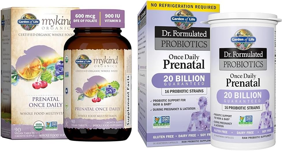 Life Organics Prenatal Vitamini Bahçesi: Enerji ve Sağlıklı Fetal Geliştirme ve - Dr. Formulated Probiyotiks Once Daily Prenatal - Acidofilius and Bifidobacteria Probiyotik Support