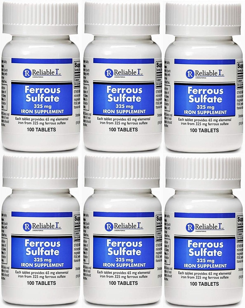 Ferrous Sulfate Iron 325 mg Feosol 100 Tablets PACK için Genric