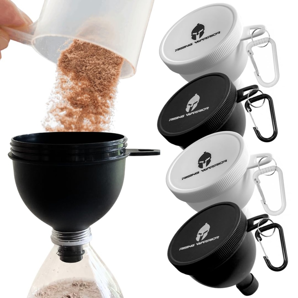 Protein Toz Funnel Set - 4 Pack Portatif Su Şişesi | Pre-Workout, BCAA'nın ve Protein Tozu | No-Messs,Rock Toz Konteyneri Çalışmak için, Fitness ve Seyahat